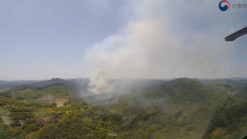 부여 충화면 야산서 산불 발생…헬기 15대 투입해 진화 중
